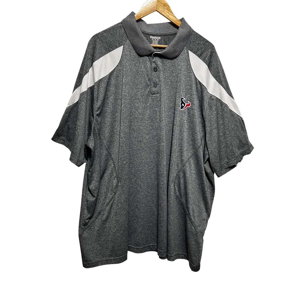 Reebok Houston Texans NFL‎ Mens 3XL Gray Short Sleeve Performance Polo Shirt
